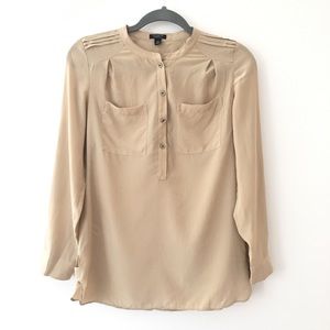 Ann Taylor Silk Blouse Caramel/Tan Top